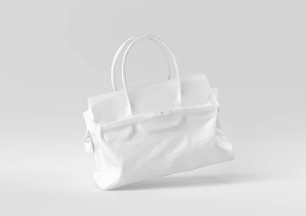 Sac Blanc Femme Accessoires Mode Flottant Arrière Plan Blanc Concept — Photo