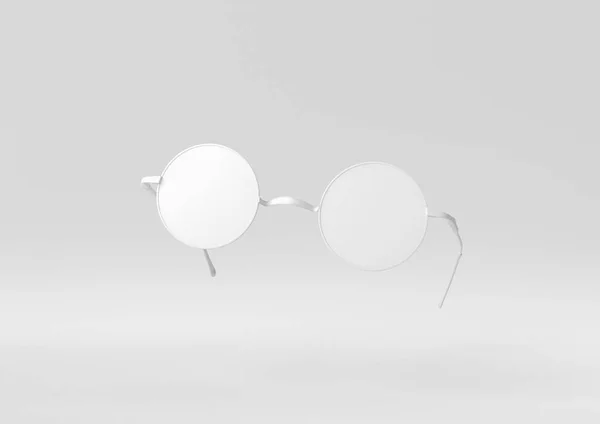 Lunettes Blanches Flottant Arrière Plan Blanc Concept Minimal Idée Créative — Photo