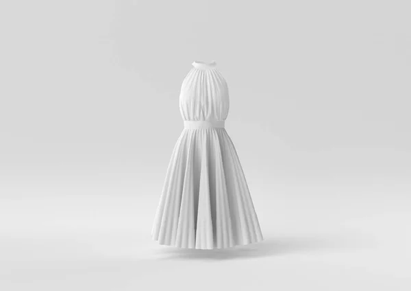 Белое Платье Белом Фоне Минимальная Идея Творческая Монохромный Рендеринг — стоковое фото