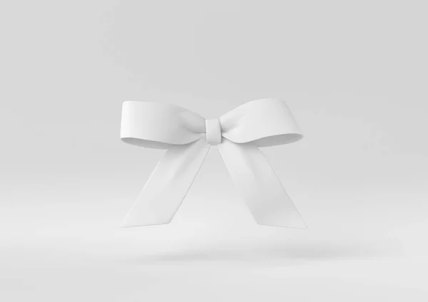 White Bow White Background Minimal Concept Idea Creative Monochrome Render — Stock Photo, Image