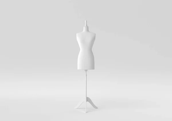 Weiße Schaufensterpuppe Auf Weißem Hintergrund Minimale Konzeptidee Kreativ Monochrom Renderer — Stockfoto