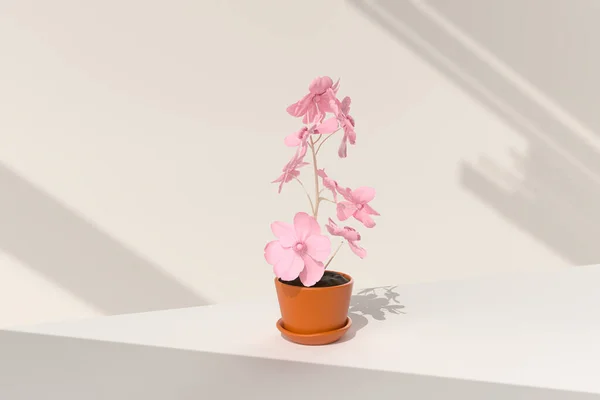 Tree Pot White Background Minimal Concept Idea Creative Render — Stock Photo, Image