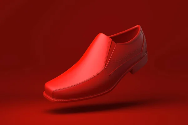 Piros Cipő Lebeg Piros Háttérben Minimális Koncepció Ötlet Kreatív Renderelés — Stock Fotó
