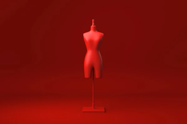 Maniquí Rojo Fondo Rojo Idea Concepto Mínimo Creativo Monocromo Renderizado — Foto de Stock