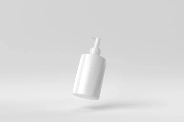 白い背景にアルコールジェルのボトル 最小限の概念 モノクロだ 3Dレンダリング — ストック写真