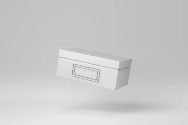 Caja Embalaje Sobre Fondo Blanco Maqueta Concepto Mínimo Monocromo Renderizado — Foto de Stock