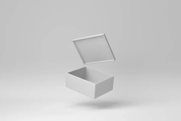Біла Реалістична Квадратна Коробка Макет Порожня Картонна Упаковка Білому Тлі — стокове фото