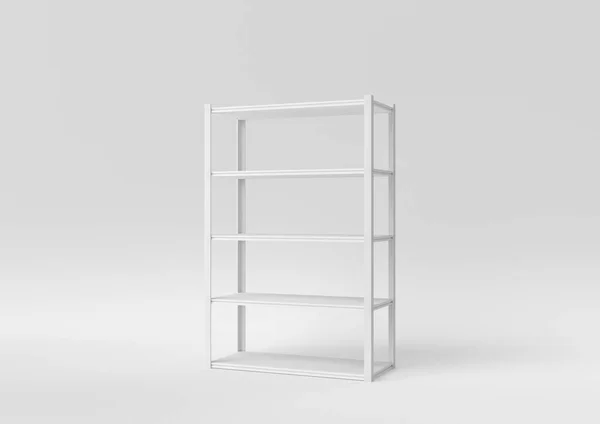 White Metal Rack Storage Retail Shelf Rack White Background Minimal Stock Image