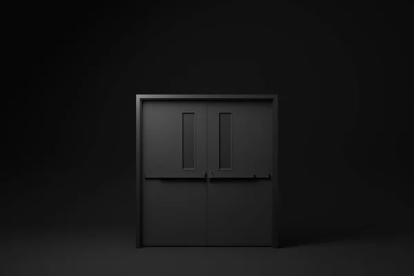 Closed Black Door Black Background Minimal Concept Idea Creative Monochrome Royalty Free Stock Images