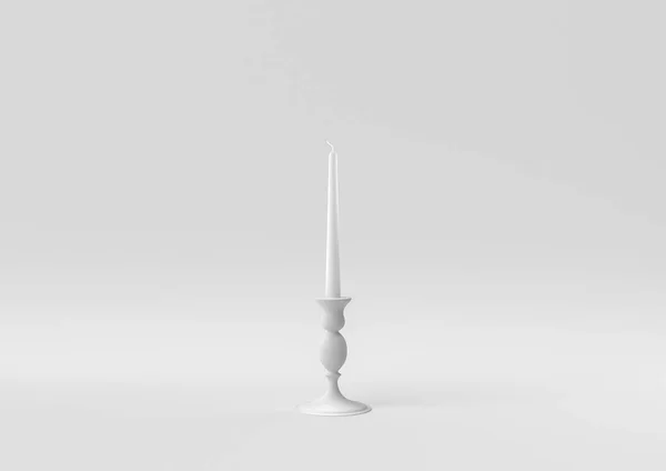 White Candle Holder White Background Minimal Concept Idea Creative Monochrome Stock Image