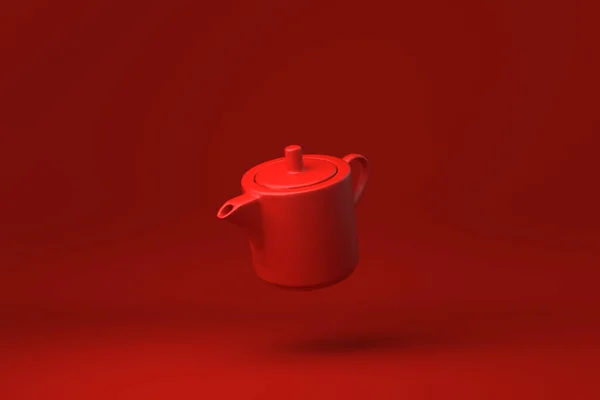 Red Pitcher Milk Jug Floating Red Background Minimal Concept Idea Stock Image