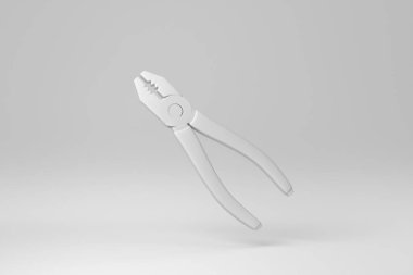 Beyaz arka planda pense kombinasyonu izole edildi. Minimum konsept. Tek renk olsun. 3 Boyutlu Hazırlama