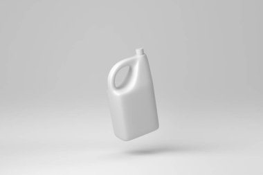 Beyaz arka planda izole edilmiş beyaz bir galon. Minimum konsept. Tek renk olsun. 3 Boyutlu Hazırlama