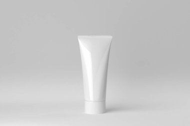 Cilt bakımı ürün sunumu için beyaz arka planda kozmetik ürün görüntüsü. 3 Boyutlu Hazırlama.
