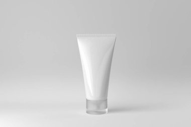 Cilt bakımı ürün sunumu için beyaz arka planda kozmetik ürün görüntüsü. 3 Boyutlu Hazırlama.