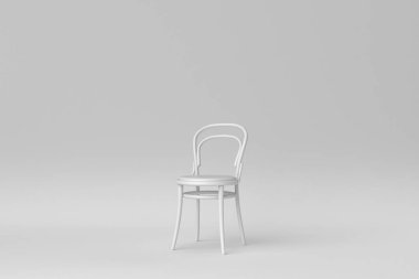 Beyaz arka planda beyaz modern sandalye. Minimum konsept. 3 Boyutlu Hazırlama.