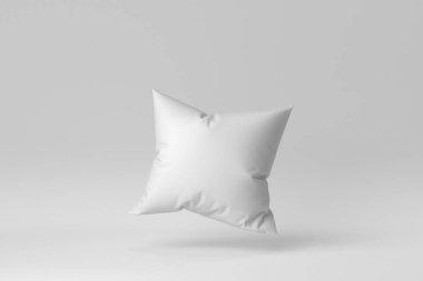 Beyaz arka planda boş yumuşak yastık. Minimum konsept. 3 Boyutlu Hazırlama.