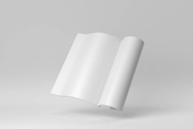 Beyaz arkaplan üzerine açılan kitabın bir kopyası. Minimum konsept. 3 Boyutlu Hazırlama.