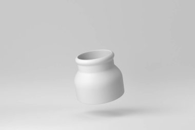 Beyaz arka planda seramik vazo. Minimum konsept. 3 Boyutlu Hazırlama.