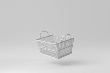 Beyaz arka planda sepet var. Minimum konsept. 3 Boyutlu Hazırlama.