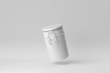 Beyaz arka planda cam kavanoz. Tasarım Şablonu, Mock up up. 3 Boyutlu Hazırlama.