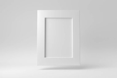 Beyaz arkaplanda boş beyaz resim çerçevesi. Tasarım Şablonu, Mock up up. 3 Boyutlu Hazırlama.