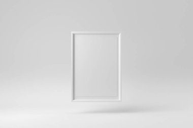 Beyaz arkaplanda boş beyaz resim çerçevesi. Tasarım Şablonu, Mock up up. 3 Boyutlu Hazırlama.