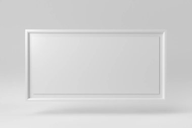 Beyaz arkaplanda boş beyaz resim çerçevesi. Tasarım Şablonu, Mock up up. 3 Boyutlu Hazırlama.