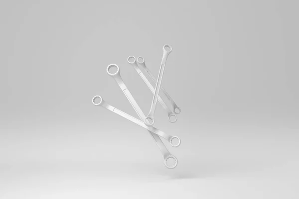 Ringsleutel Witte Achtergrond Minimaal Concept Monochroom Weergave — Stockfoto