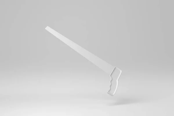 Scie Avec Lame Dure Sur Fond Blanc Concept Minimal Monochrome — Photo