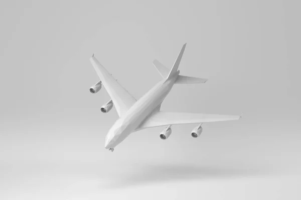 Airplane Isolated White Background Polygon Minimal Concept Monochrome Render — Stock Photo, Image