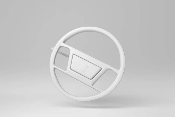 Stuurwiel Geïsoleerd Witte Achtergrond Minimaal Concept Monochroom Weergave — Stockfoto
