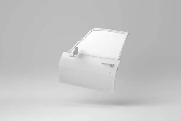 Porta Auto Isolata Sfondo Bianco Concetto Minimale Monocromatico Rendering — Foto Stock
