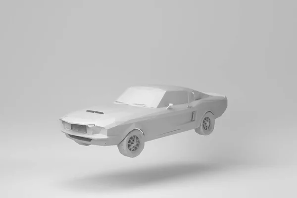 Auto Geïsoleerd Witte Achtergrond Polygon Minimaal Concept Monochroom Weergave — Stockfoto
