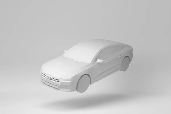 Auto Isoliert Auf Weißem Hintergrund Polygon Minimalkonzept Monochrom Renderer — Stockfoto