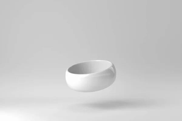 白色背景的白碗 最小的概念 3D渲染 — 图库照片