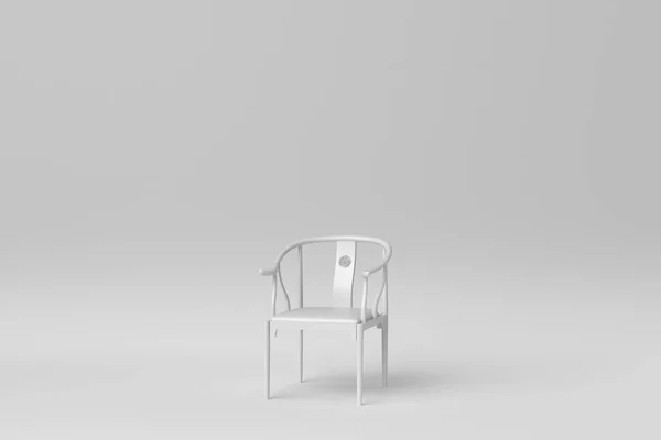 Chaise Chinoise Sur Fond Blanc Concept Minimal Rendu — Photo