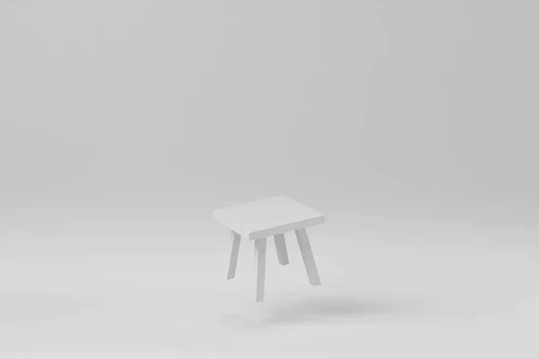 Μικρή Ξύλινη Καρέκλα Λευκό Φόντο Καρέκλα Ποδιών Αντίκα Απόδοση — Φωτογραφία Αρχείου