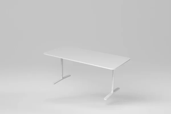 Asztal Fehér Háttérrel Minimális Fogalom Renderelés — Stock Fotó