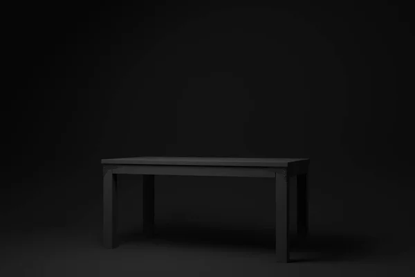 Черный Современный Стол Обеденный Стол Черном Фоне Минимальное Понятие Идеи — стоковое фото