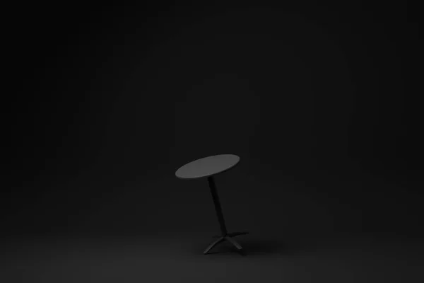 Μαύρο Στρογγυλό Τραπέζι Μαύρο Φόντο Ελάχιστη Ιδέα Μονόχρωμη Απόδοση — Φωτογραφία Αρχείου