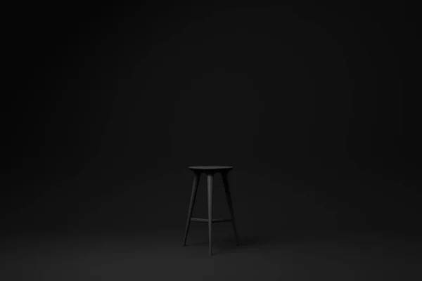 黑色现代酒吧凳子黑色背景 最小的概念概念 3D渲染 — 图库照片