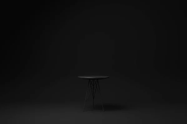 Black Table Black Background Minimal Concept Idea Monochrome Render — Stock Photo, Image