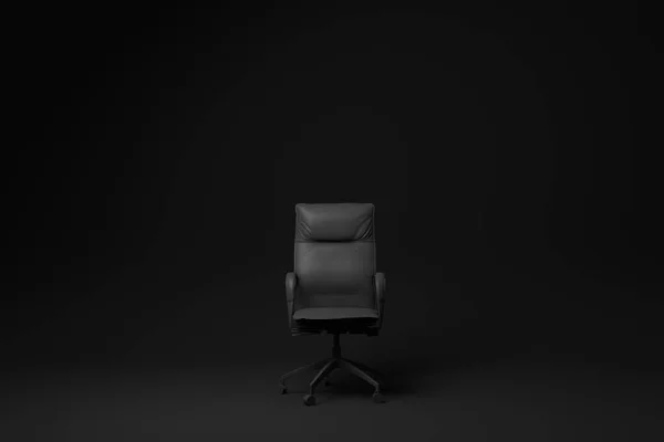 Chaise Bureau Noire Sur Fond Noir Idée Concept Minimal Monochrome — Photo