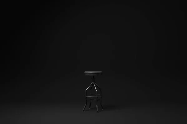 黑色复古吧凳子黑色背景 最小的概念概念 — 图库照片