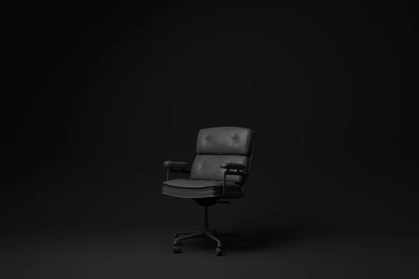 Black Office Chair Black Background Minimal Concept Idea Monochrome Render — Stock Photo, Image