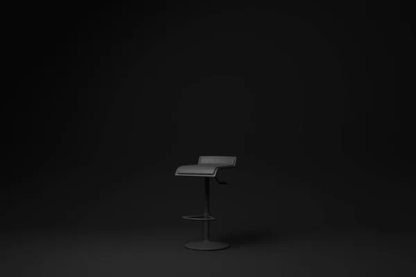 黑色背景上的黑色酒吧凳子 最小的概念概念 — 图库照片
