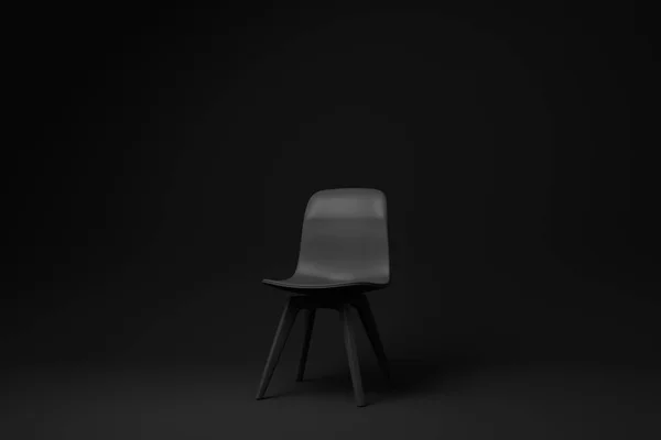 Silla Moderna Negra Sobre Fondo Negro Idea Concepto Mínimo Monocromo — Foto de Stock