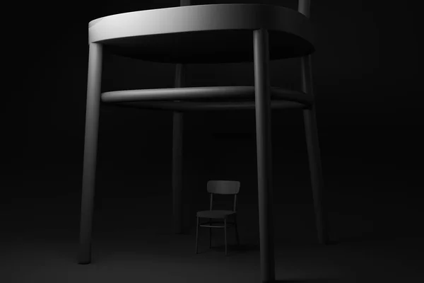 Black Chair Showing Different Competition Black Background Minimal Concept Idea — Stock Photo, Image