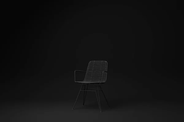 Black Modern Chair Black Background Minimal Concept Idea Monochrome Render — Stock Photo, Image